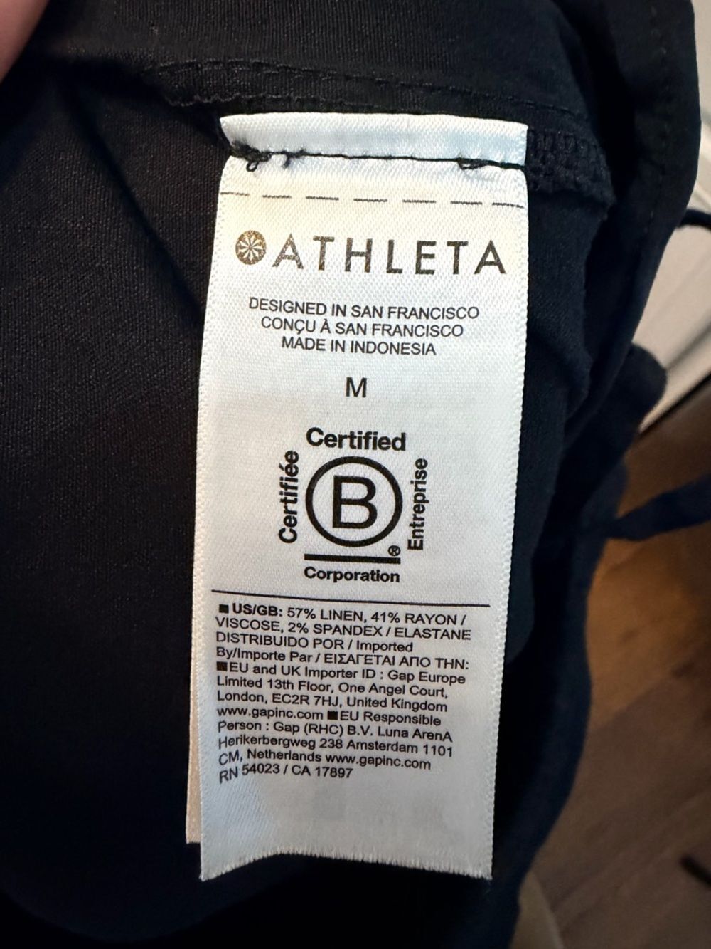 Athleta Paradise Midrise Wide Leg Linen Blend Pant Womens Size Medium Black - Picture 9 of 10